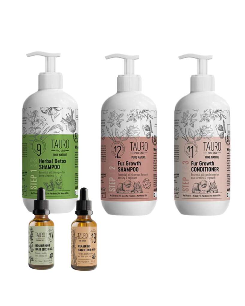 Oczyszczenie i odżywienie kręconej sierści bez jej obciążenia